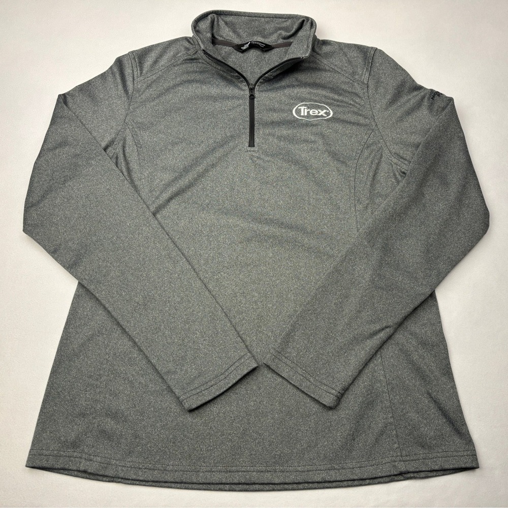 The North Face Womens Large 1/4 Zip Pullover Heather Grey Trex Corporate Logo L